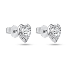 Load image into Gallery viewer, Heart Diamond Stud Earrings