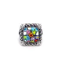 Load image into Gallery viewer, Murano Glass Silver Ring
