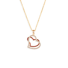 Load image into Gallery viewer, Double Heart Diamond & Ruby Necklace