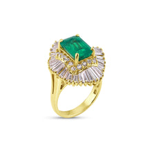 Load image into Gallery viewer, Colombian Emerald & Baguette Diamonds in 14k Yellow Gold