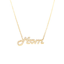 Load image into Gallery viewer, Custom "MOM" Necklace with 52 Diamonds Set in 14K Yellow Gold