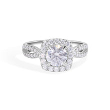Load image into Gallery viewer, Dazzling Halo Engagement Ring With Twisted Shank
