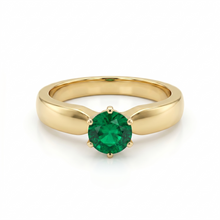 Load image into Gallery viewer, Emerald Solitaire Ring Set in 14K Yellow Gold