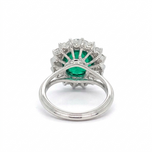 Load image into Gallery viewer, Oval Cabochon Lab Grown Emerald Ladies Ring set in 18K White Gold