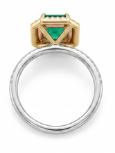Load image into Gallery viewer, Colombian Emerald 1.10CT Diamond Ring set in 14k White, Yellow and Rose Gold