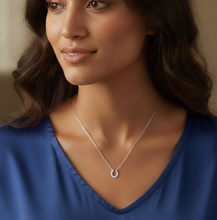 Load image into Gallery viewer, Pave Set Diamond Horseshoe Necklace in White Gold