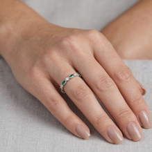 Load image into Gallery viewer, Stackable Diamond & Emerald Eternity Band set in 14K White Gold