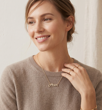 Load image into Gallery viewer, Custom "MOM" Necklace with 52 Diamonds Set in 14K Yellow Gold