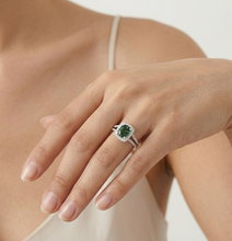 Load image into Gallery viewer, Natural Green Oval Sapphire Ring set in 18K White Gold