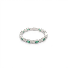 Load image into Gallery viewer, Stackable Diamond & Emerald Eternity Band set in 14K White Gold