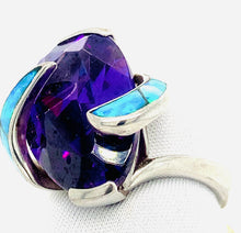 Load image into Gallery viewer, Amethyst and Opal Sterling Silver Ring