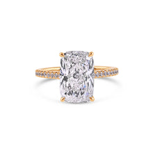 Load image into Gallery viewer, Center Cushion Cut Brilliant Lab Grown Diamond Ring 4.21CT set in 14K Yellow Gold