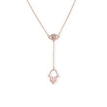 Load image into Gallery viewer, Hamsa Lariat Diamond Necklace