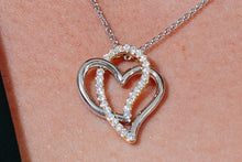 Load image into Gallery viewer, Diamond Double Heart Platinum & 18k Yellow Gold