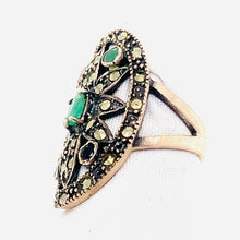 Load image into Gallery viewer, Sterling Sliver Marcasite Multi Precious Stone Ring