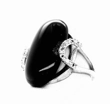Load image into Gallery viewer, Sterling Silver Onyx and CZ Ring