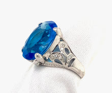 Load image into Gallery viewer, Sterling Silver Blue and Clear CZ Ring