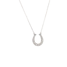 Load image into Gallery viewer, Pave Set Diamond Horseshoe Necklace in White Gold