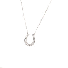 Load image into Gallery viewer, Pave Set Diamond Horseshoe Necklace in White Gold