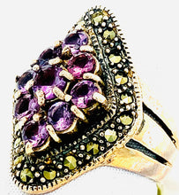 Load image into Gallery viewer, Sterling Silver Marcasite and Amythest Ring