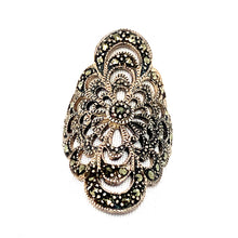 Load image into Gallery viewer, Sterling Silver Marcasite Flower Ring
