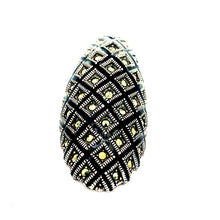 Load image into Gallery viewer, Sterling Silver Marcasite and Enamel Cocktail Ring