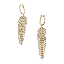 Load image into Gallery viewer, 14k Yellow Gold Leaf Diamond Earrings
