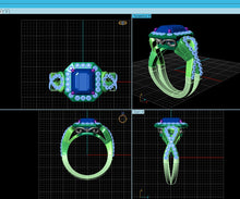 Load image into Gallery viewer, Aquamarine Diamond Ring in 14K White Gold