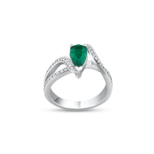 Load image into Gallery viewer, Pear Shaped Colombian Emerald & Diamond Ring