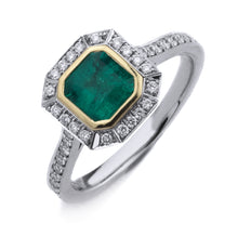 Load image into Gallery viewer, Colombian Emerald & Diamond Ring