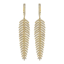Load image into Gallery viewer, 14k Yellow Gold Leaf Diamond Earrings