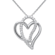 Load image into Gallery viewer, Double Heart Platinum Diamond Necklace