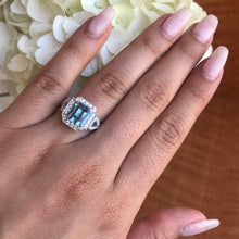 Load image into Gallery viewer, Aquamarine Diamond Ring in 14K White Gold