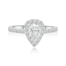 Load image into Gallery viewer, Pear Shape Diamond Halo Engagement Ring