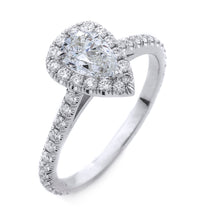 Load image into Gallery viewer, Pear Shape Diamond Halo Engagement Ring