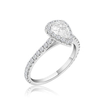 Load image into Gallery viewer, Pear Shape Diamond Halo Engagement Ring