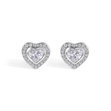 Load image into Gallery viewer, Heart Diamond Stud Earrings in 18K White Gold
