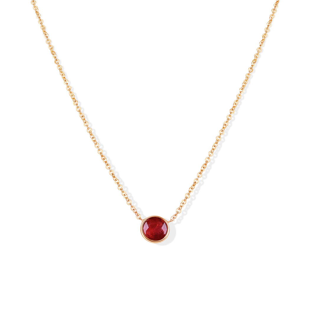 Ruby Bezel Necklace