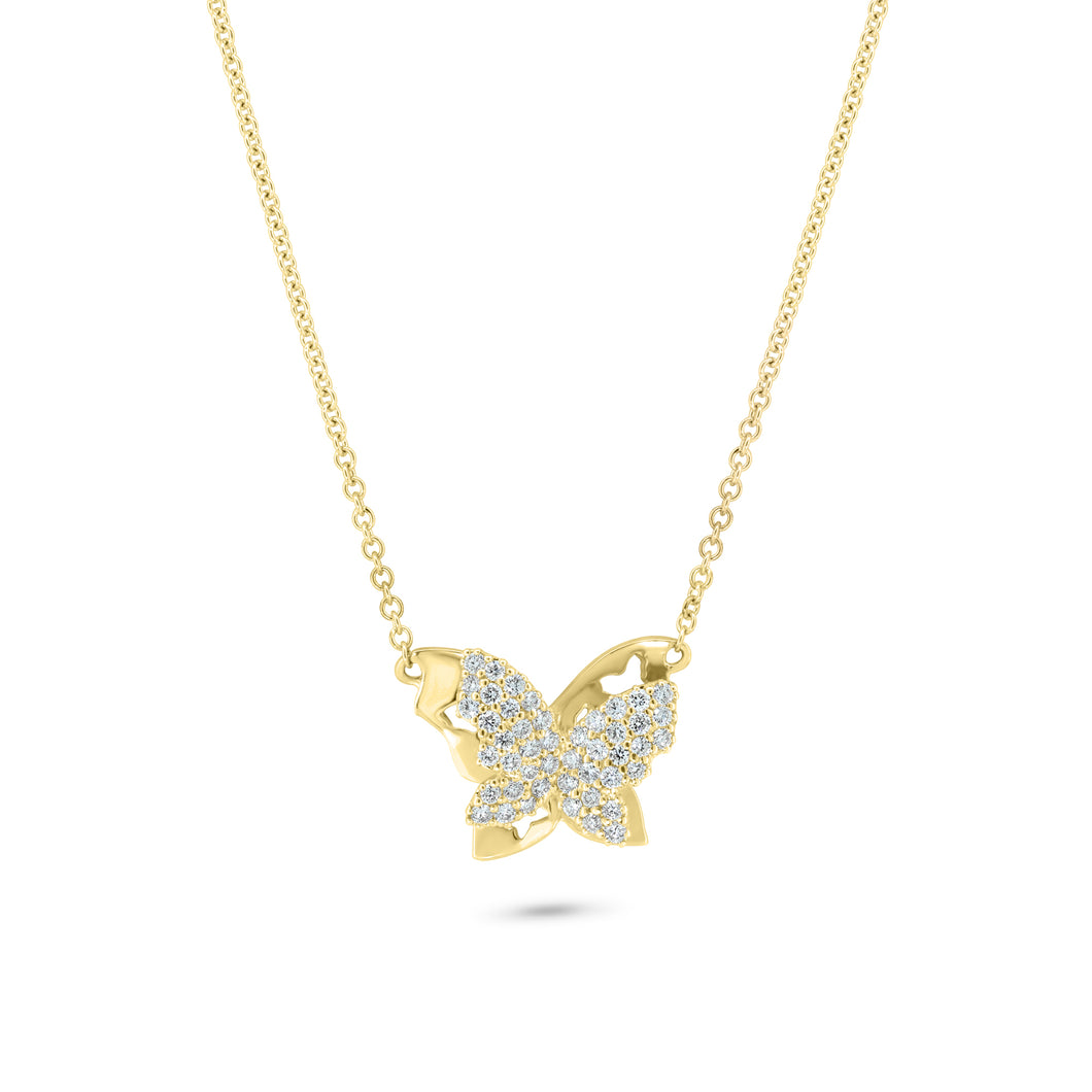 Pave Set 3-D Butterfly Diamond Necklace