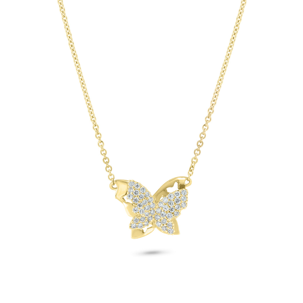 Pave Set 3-D Butterfly Diamond Necklace