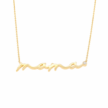 Load image into Gallery viewer, Custom "MAMA" Necklace with One Bezel Set Round Diamond Set in 14K Yellow Gold
