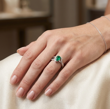 Load image into Gallery viewer, Pear Shaped Colombian Emerald &amp; Diamond Ring

