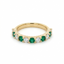 Load image into Gallery viewer, Diamonds &amp; Emerald Band Set in 14K Yellow Gold
