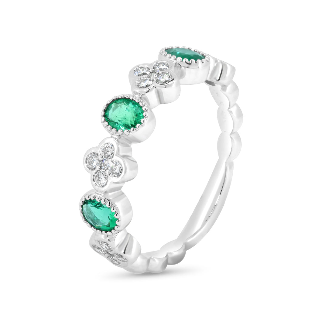 Zambian Emeralds & Diamond Band