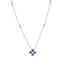 Load image into Gallery viewer, Diamond &amp; Blue Sapphire Clover Necklace
