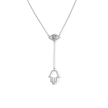 Load image into Gallery viewer, Hamsa Lariat Diamond Necklace
