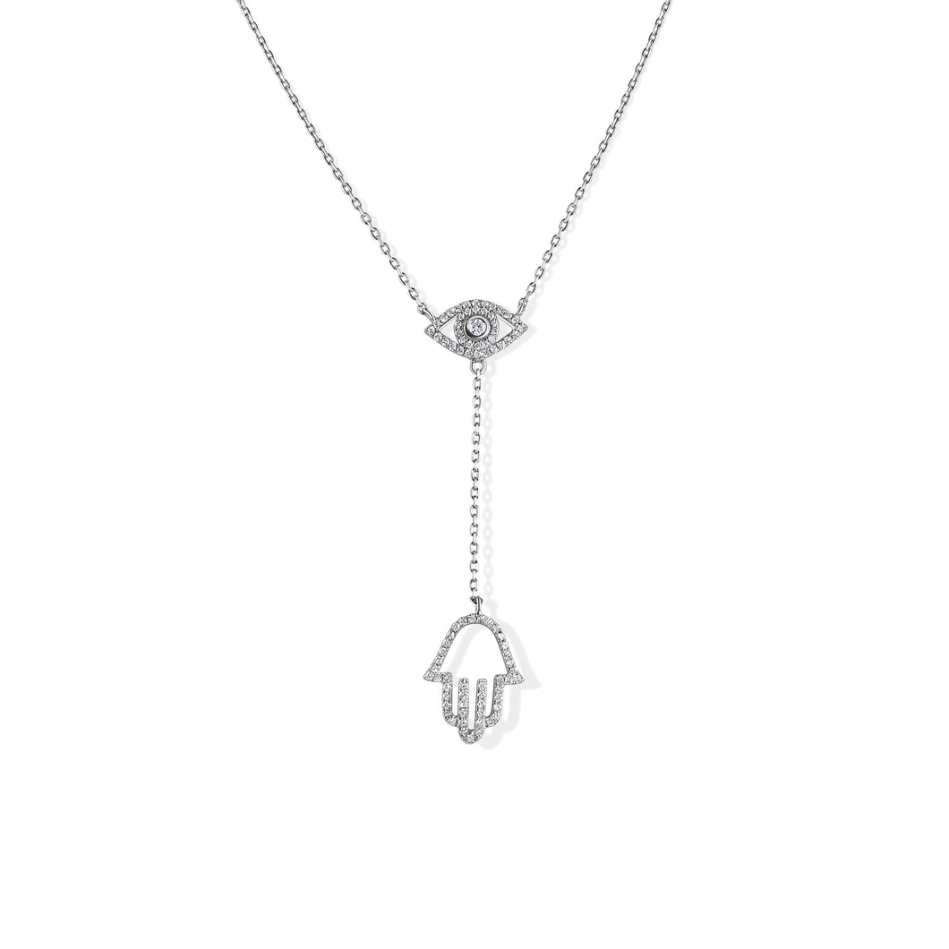 Hamsa Lariat Diamond Necklace