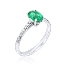 Load image into Gallery viewer, Oval Zambian Emerald &amp; Diamond Ring
