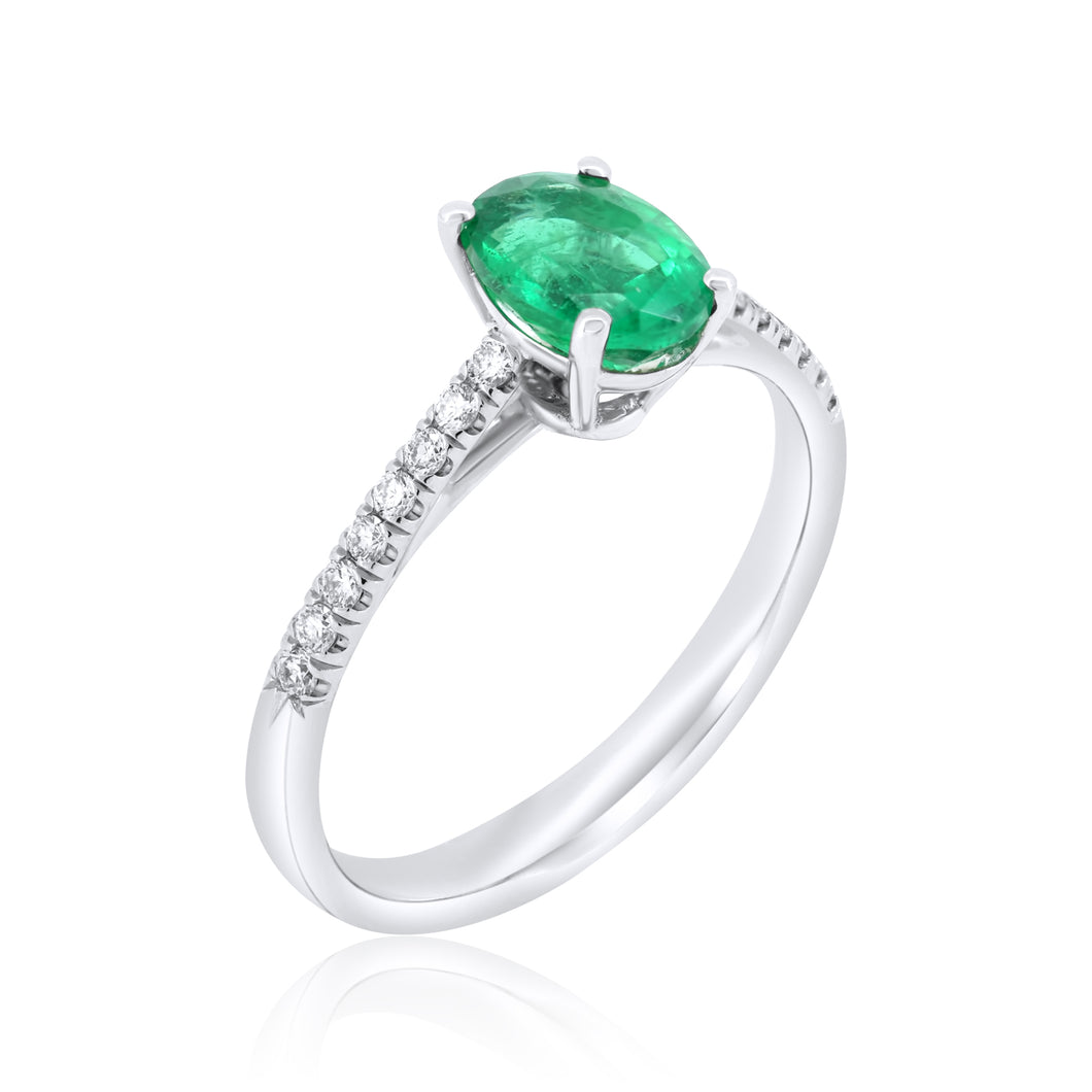 Oval Zambian Emerald & Diamond Ring