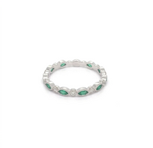 Load image into Gallery viewer, Marquise Ruby, Sapphire or Emerald Round Brilliant Eternity Diamond Band set in 14K White Gold

